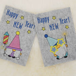 Stickdatei Set ITH Grußkarten Silvester Silvesterparty Gnom Happy New Year - Sewando
