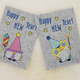 Stickdatei Set ITH Grußkarten Silvester Silvesterparty Gnom Happy New Year - Sewando