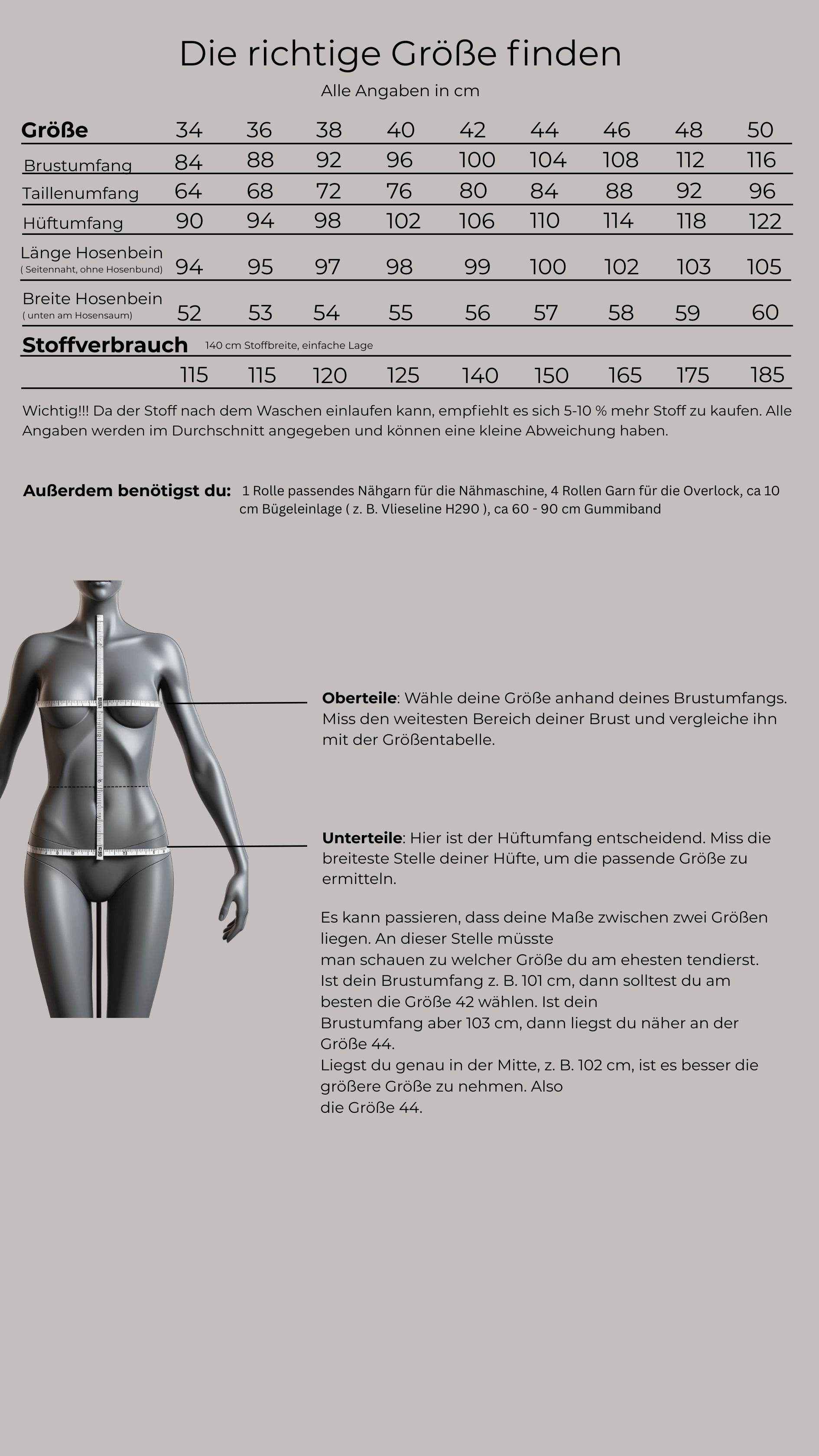Schnittmuster mit Ebenen, elegante Hose, Bügelfalten, Paspeltaschen, Gr. 34 -50 - Sewando