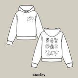 Zweiteilige Plotterdatei Weihnachten – ‚It’s giving Christmas vibes‘ mit Line Art Symbolen wie Mistelzweig, Tasse, Tannenbaum, Lebkuchen & Schleifen. Perfekt für Christmas Sweater & DIY.