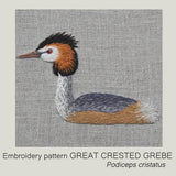 GREAT CRESTED GREBE Hand embroidery pattern - Sewando