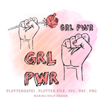 Plotterdatei Girl Power Faust und Rose 3 Designs - Sewando
