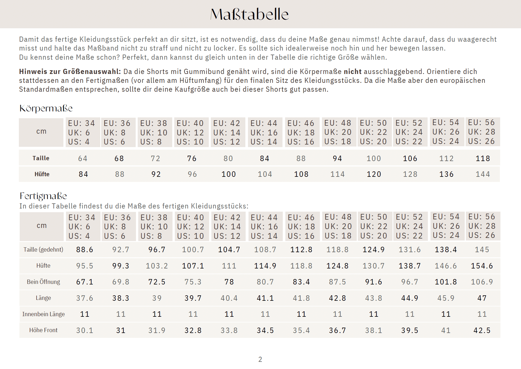 Kurze Hose PDF Schnittmuster - Sewando