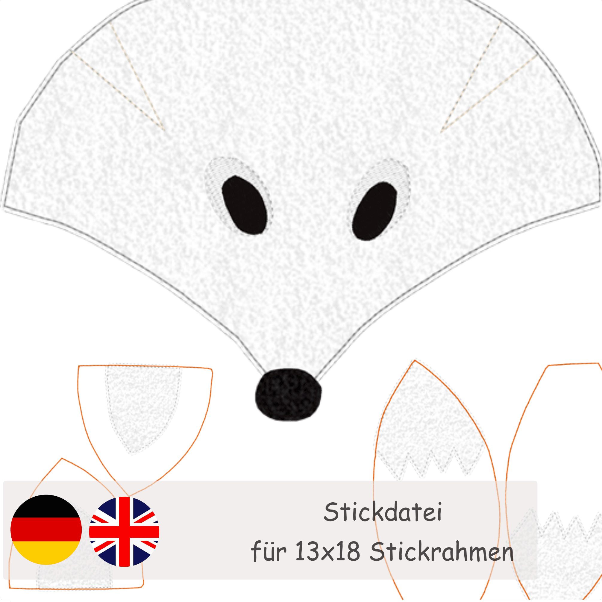 Stickdatei zum Wendekuscheltier Krempeltierseite Fuchs - Sewando