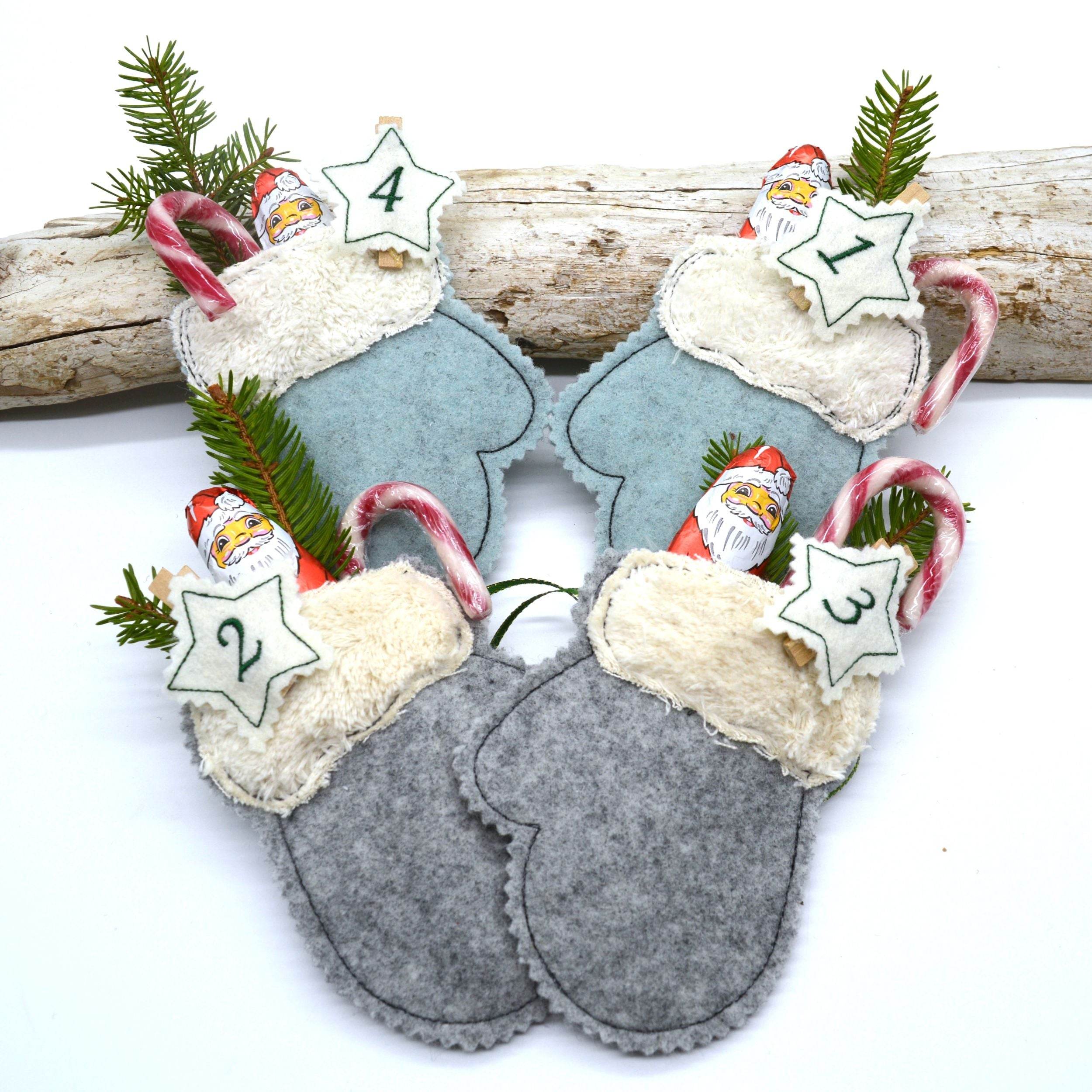 Stickdatei Handschuhe zum Befüllen als Wunscherfüller oder als Adventskalender - Sewando