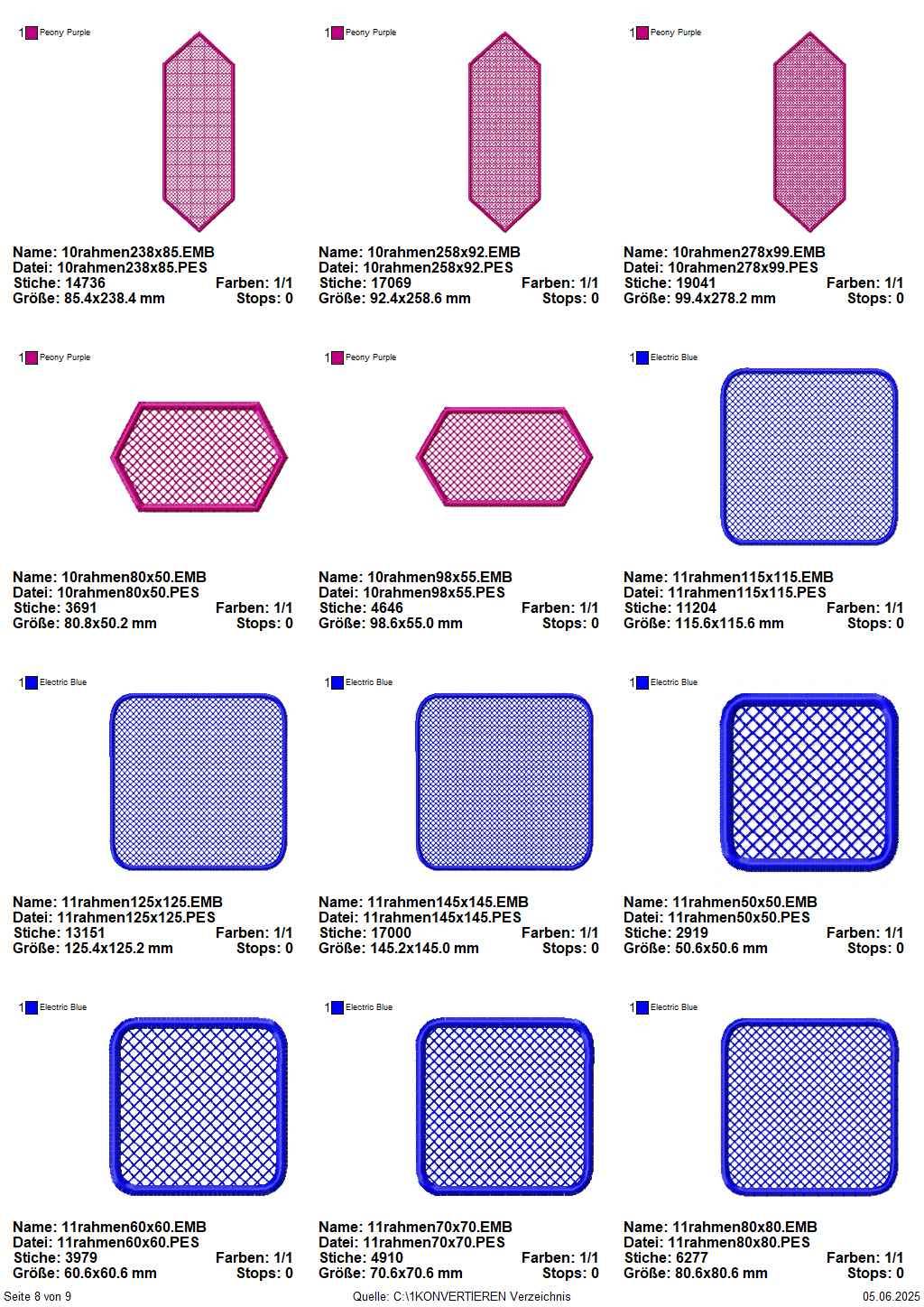 Stickdatei Set XXL Handtuchlabels Knockdown Stitch Hintergründe für Handtücher - Sewando