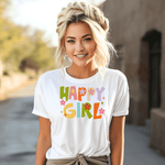 Plotterdatei „Happy Girl“ – Buntes Design mit Blumen | SVG PNG EPS DFX PDF - Sewando