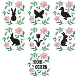 Stickdatei Set Ostersillhouetten Scherenschnitte Frühlingsdeko & Frohe Ostern - Sewando