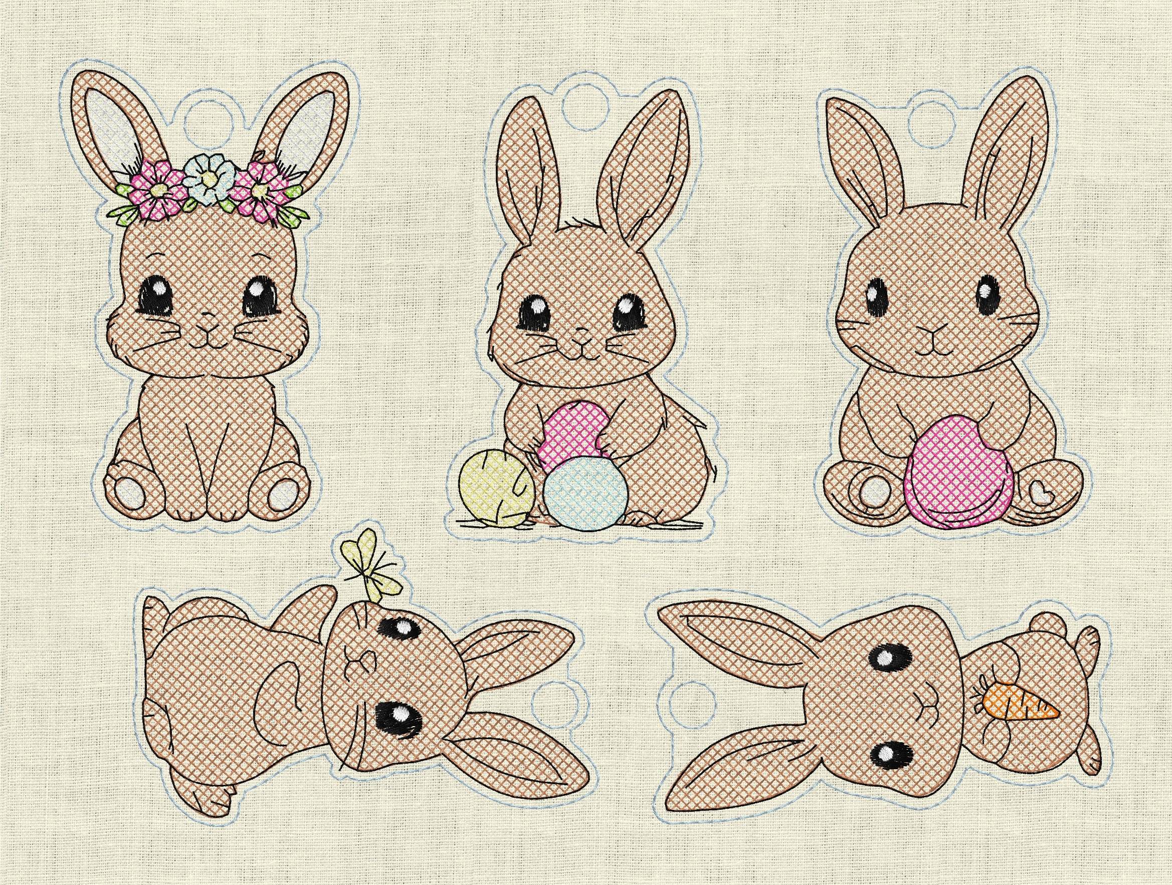 Stickdatei Hase 5 Schlüsselanhänger Set 2513 - Sewando