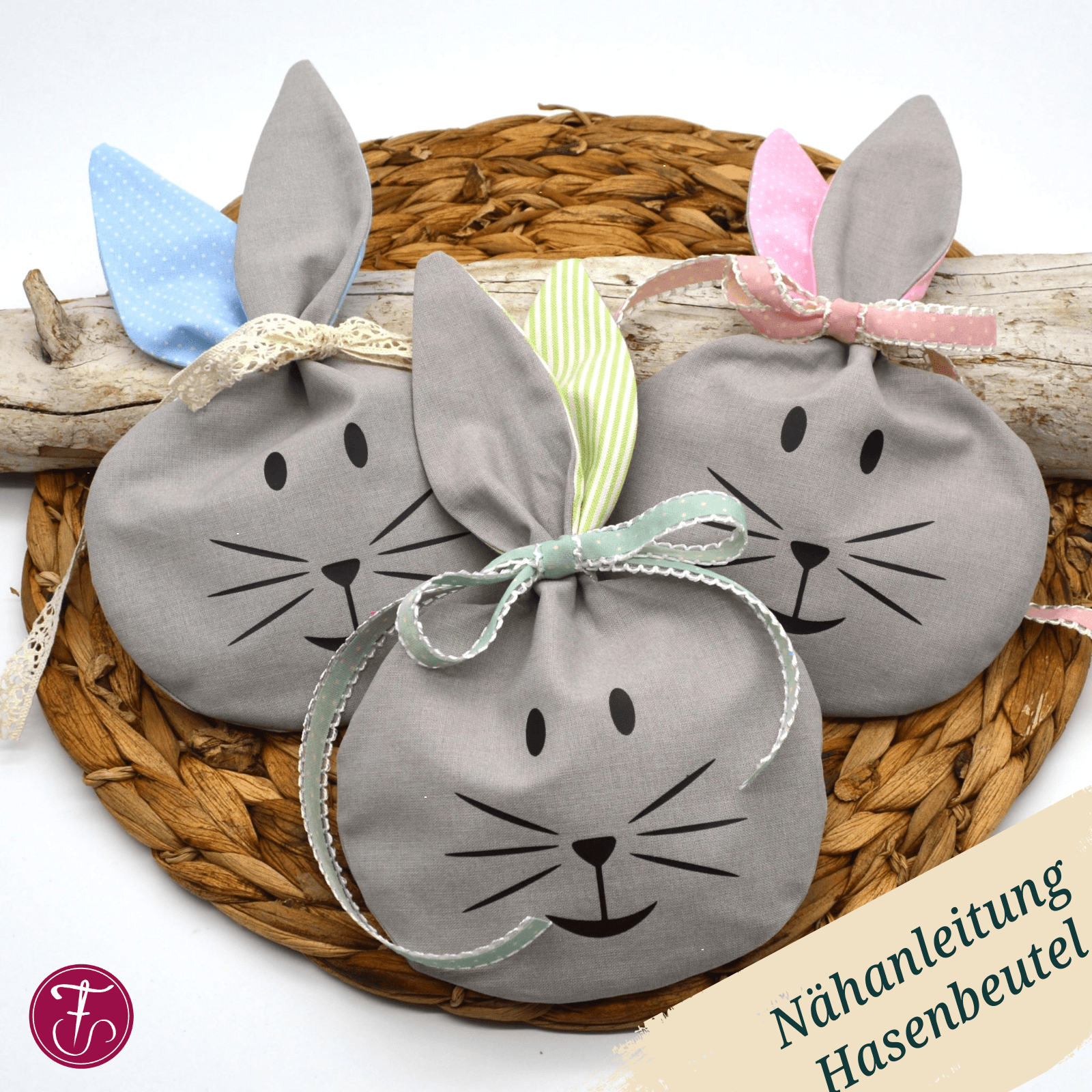 Nähanleitung Osterbeutel Hasenbeutel mit Stickdatei und Plotterdatei - Sewando
