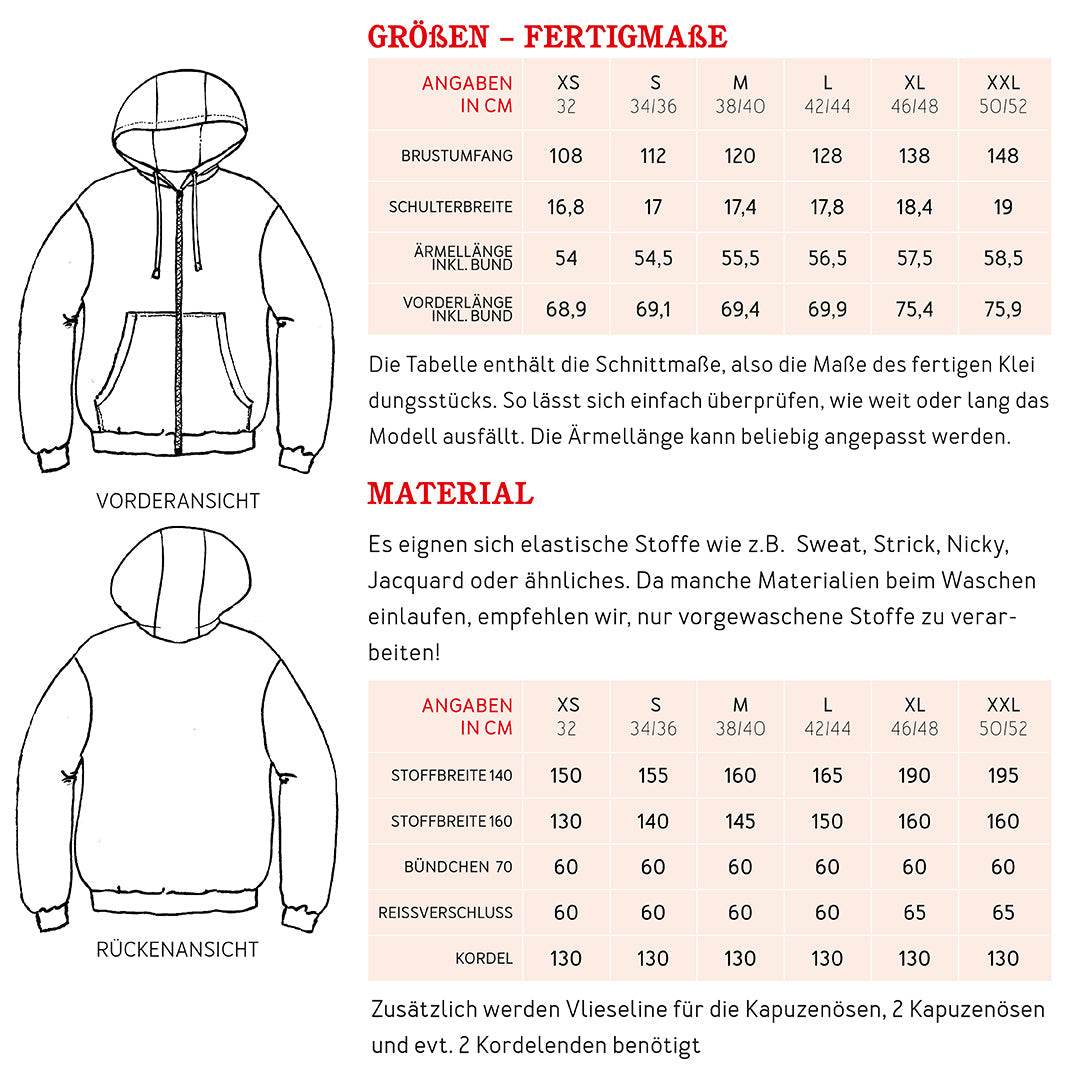 Sweatjacke LOU | Schnittmuster Gr. 86-152 - Sewando