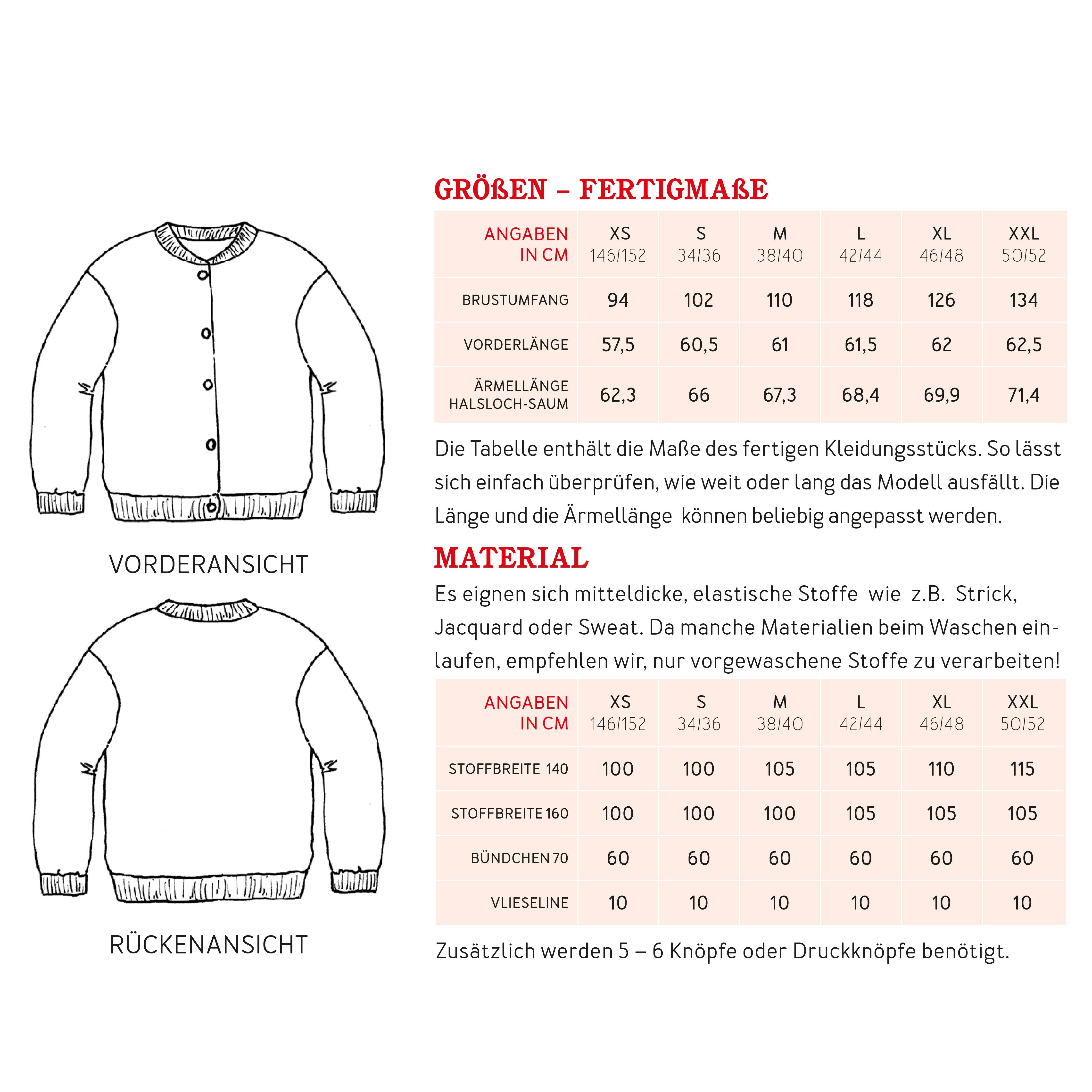Cardigan FRAU AYLA | Schnittmuster Gr. XS-XXL - Sewando