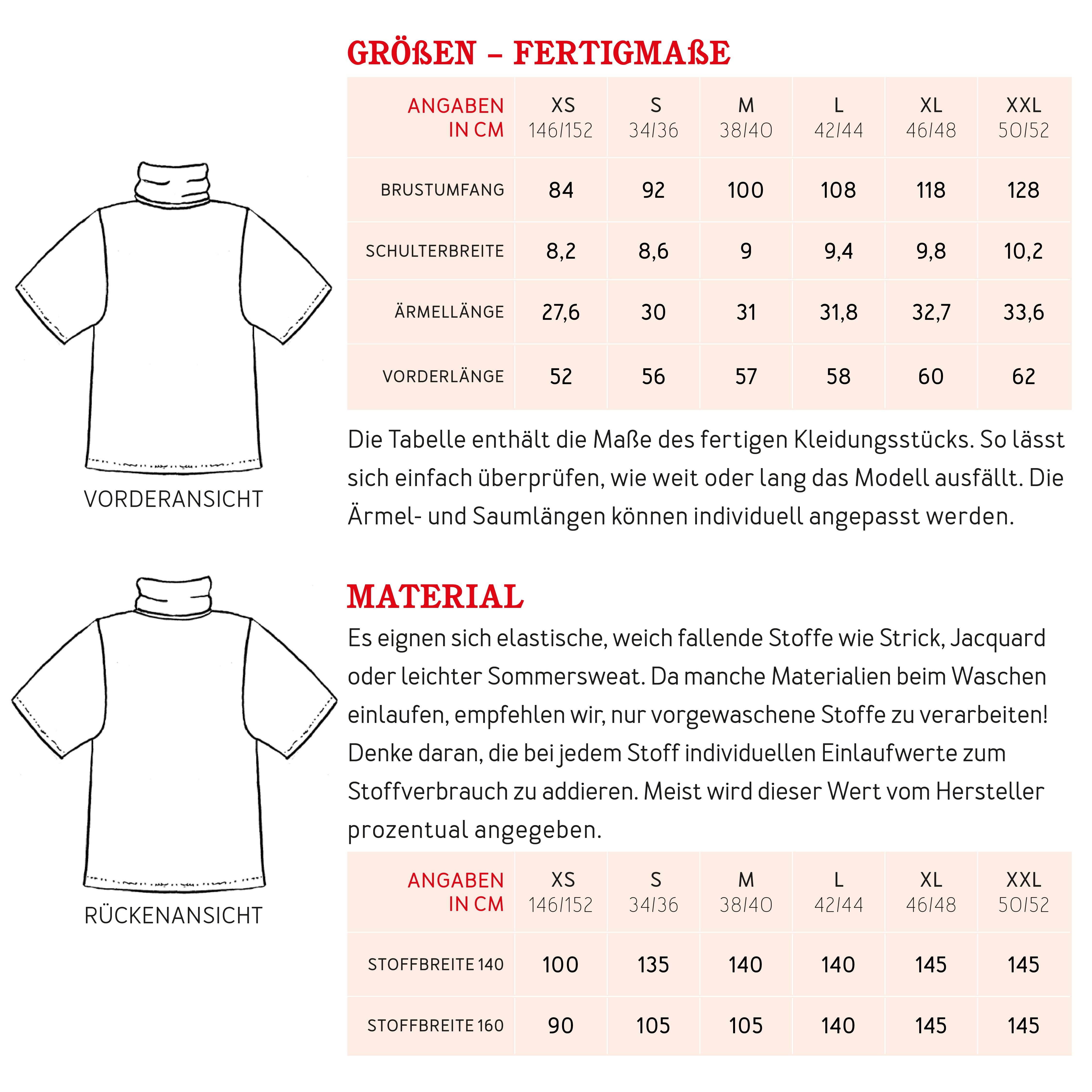 Rollkragenpulli FRAU DÖRTE | Schnittmuster Gr. XS-XXL - Sewando