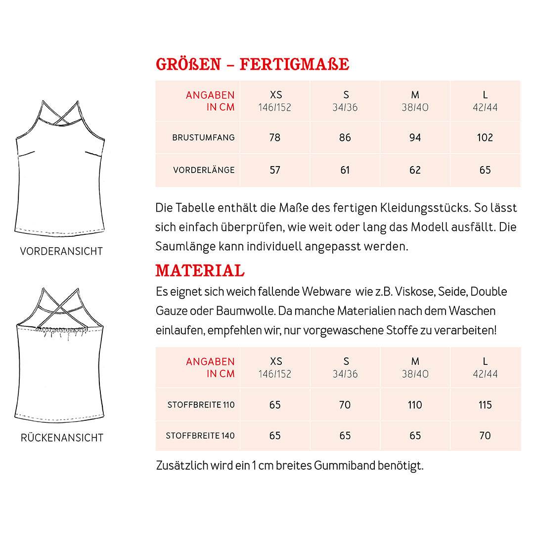 Trägertop FRAU EIKE | Schnittmuster Gr. XS-L : - Sewando