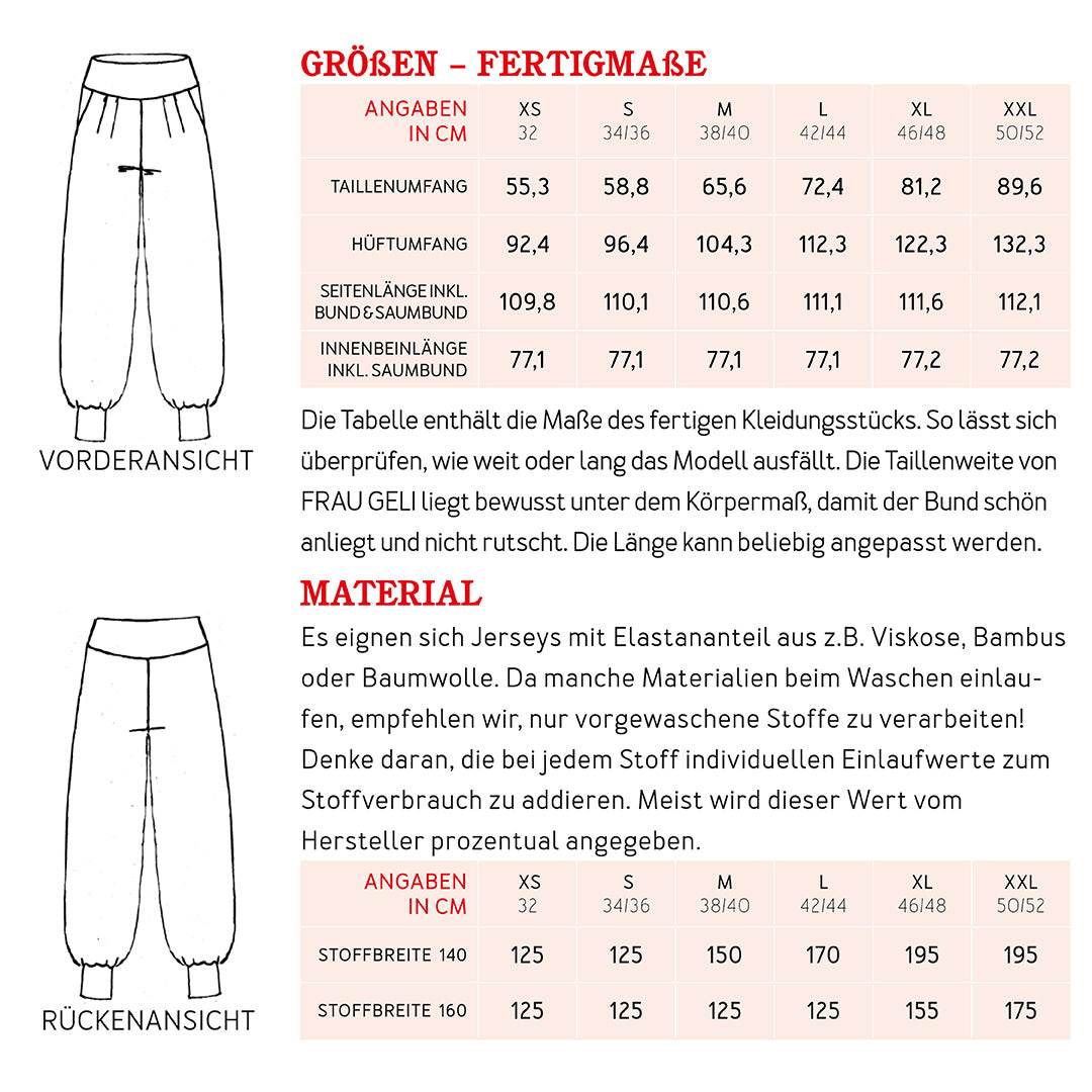 Yogahose FRAU GELI | Schnittmuster Gr. XS-XXL : - Sewando