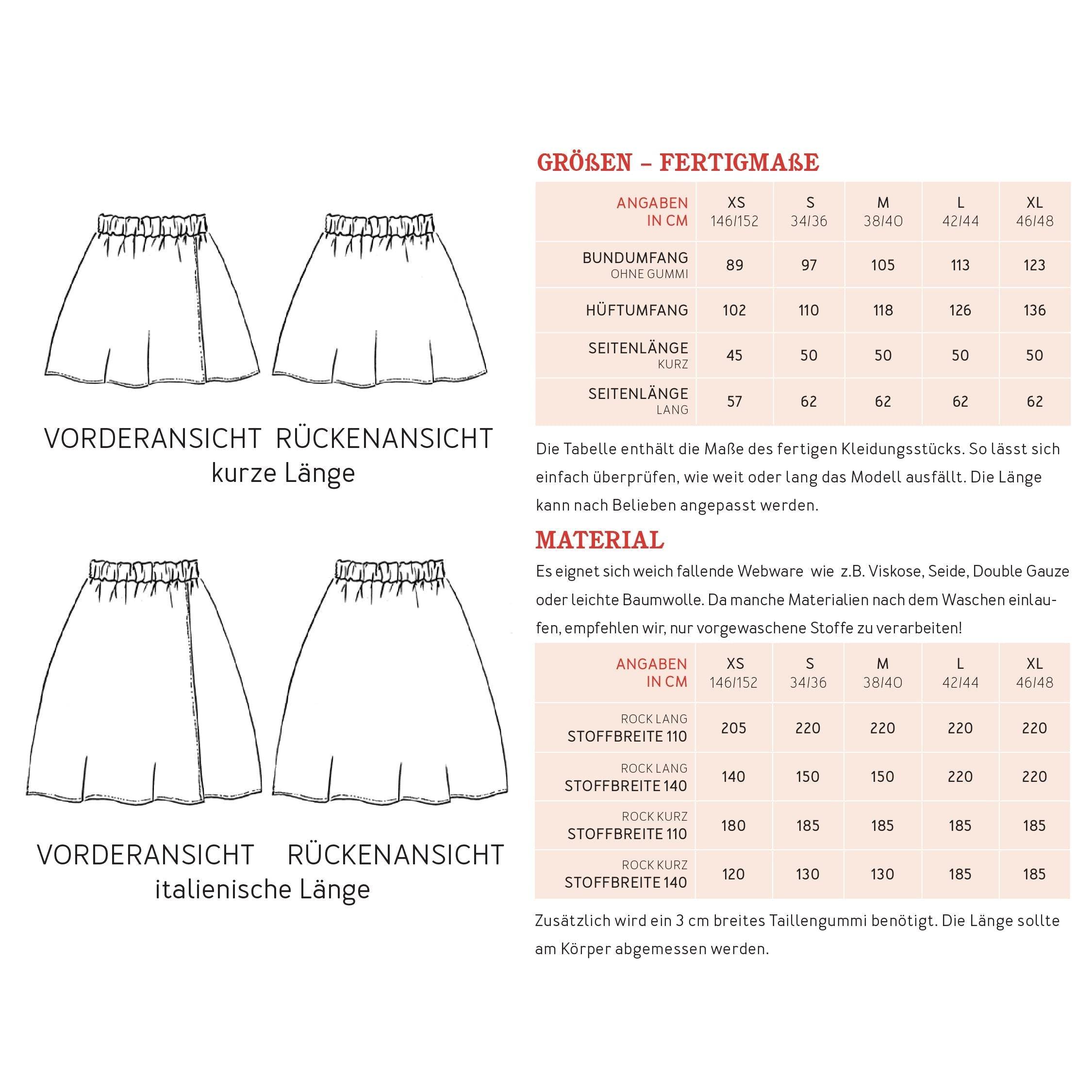 Rock FRAU GINA | Schnittmuster Gr. XS-XL - Sewando