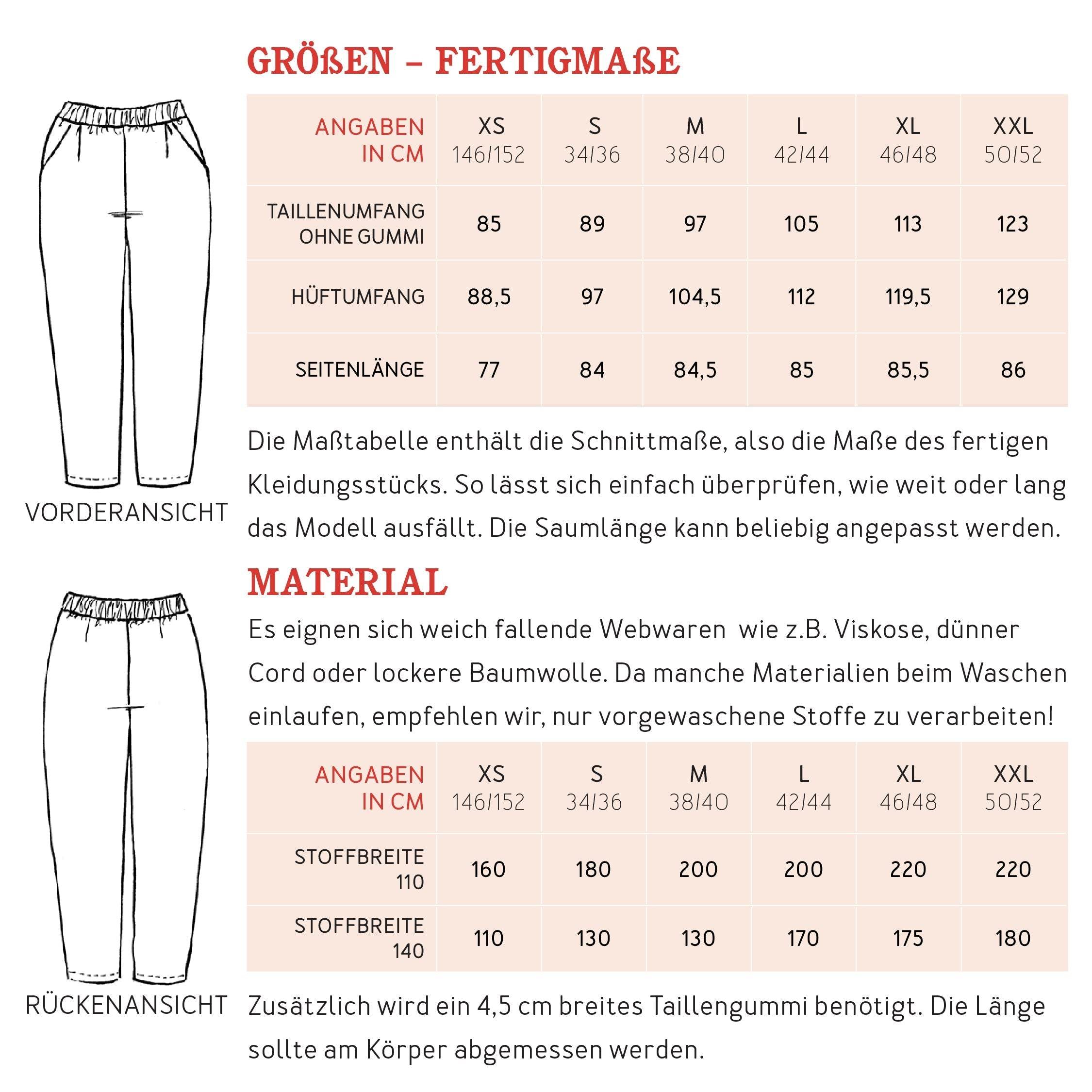 Hose FRAU HANNA | Schnittmuster Gr. XS – XXL - Sewando