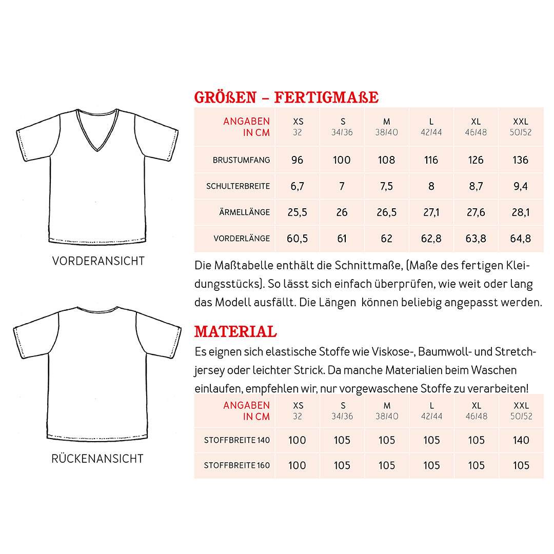 V-Shirt FRAU KAY | Schnittmuster XS-XXL : - Sewando
