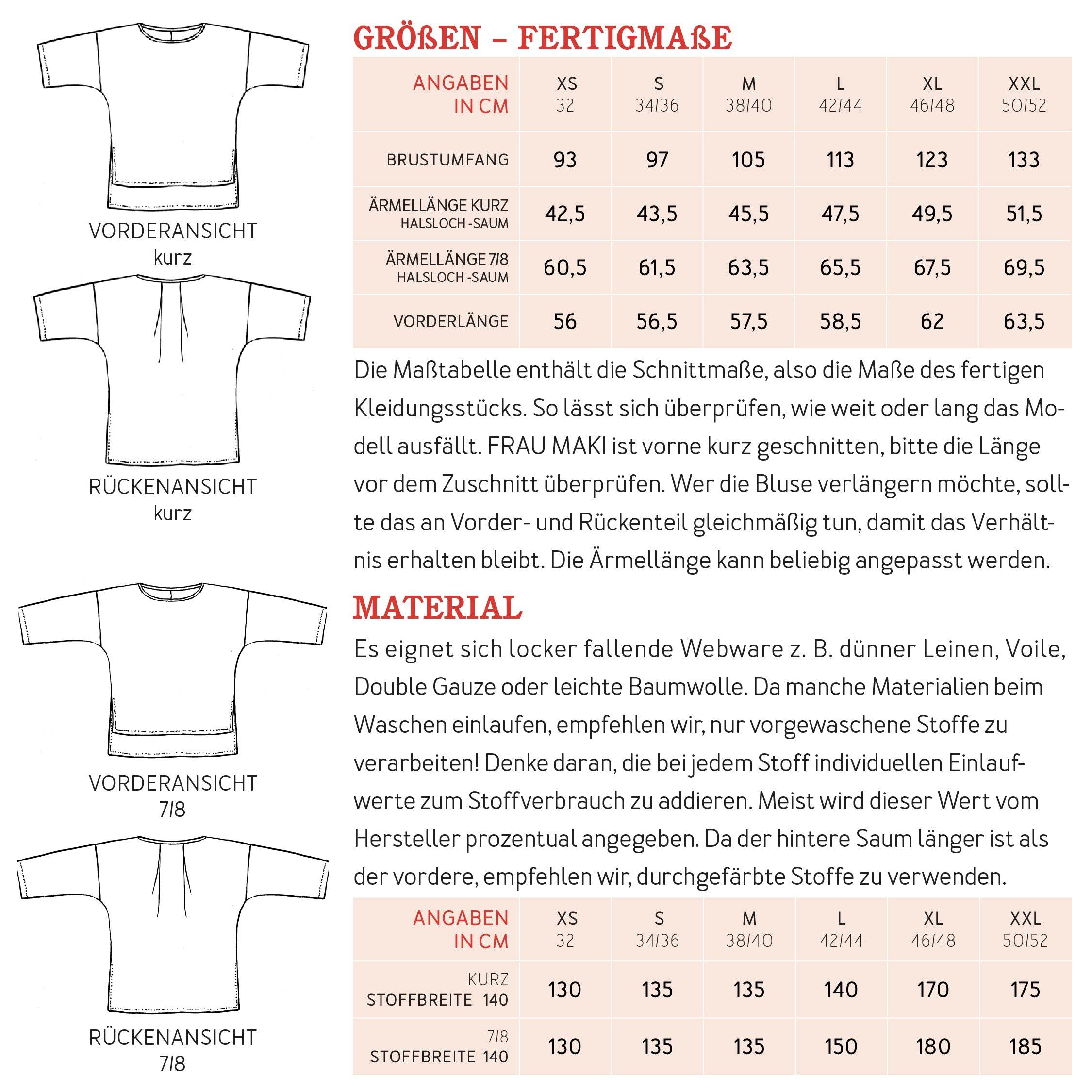 Bluse FRAU MAKI | Schnittmuster Gr. XS – XXL - Sewando