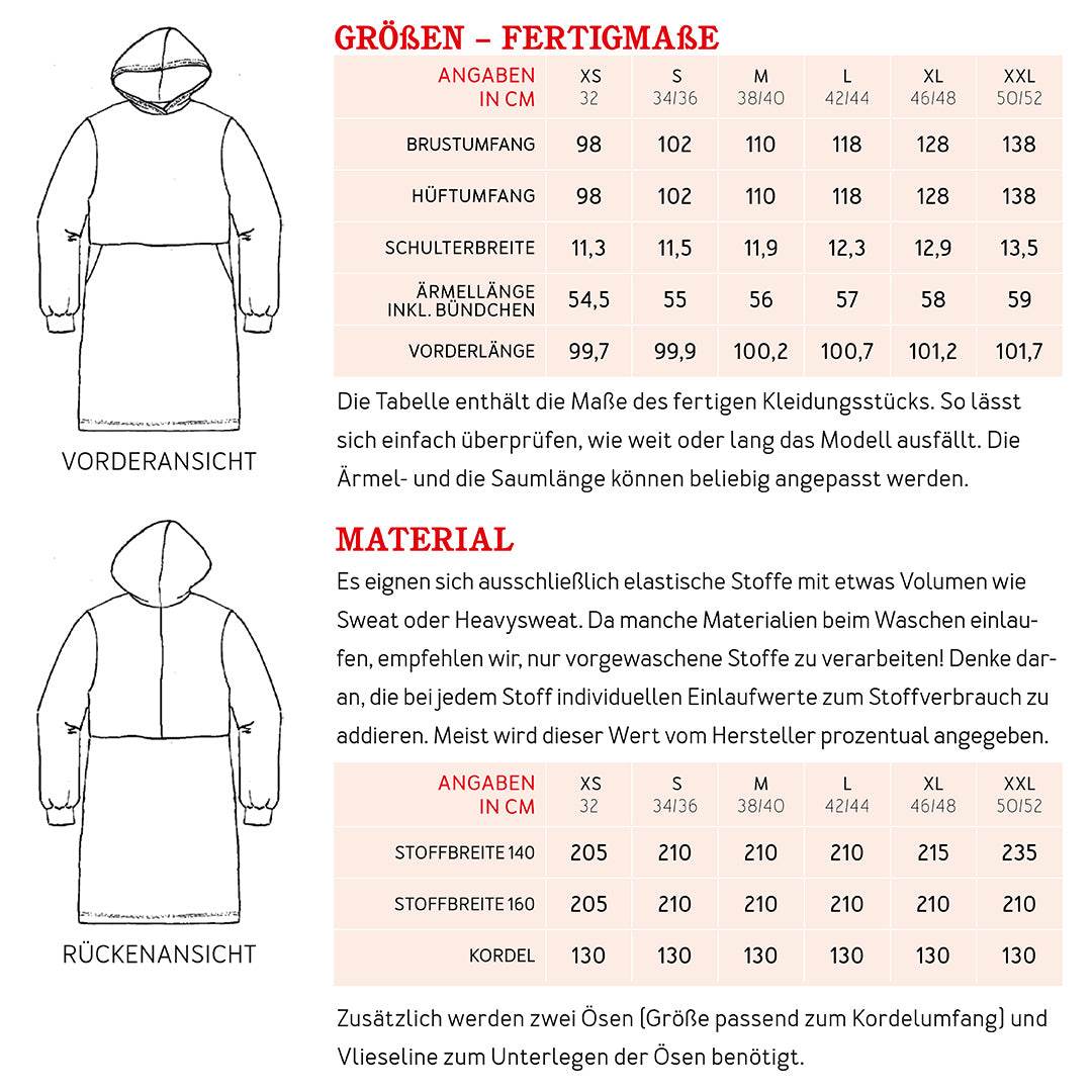 Sweatkleid FRAU SADIE | Schnittmuster Gr. XS-XXL : - Sewando