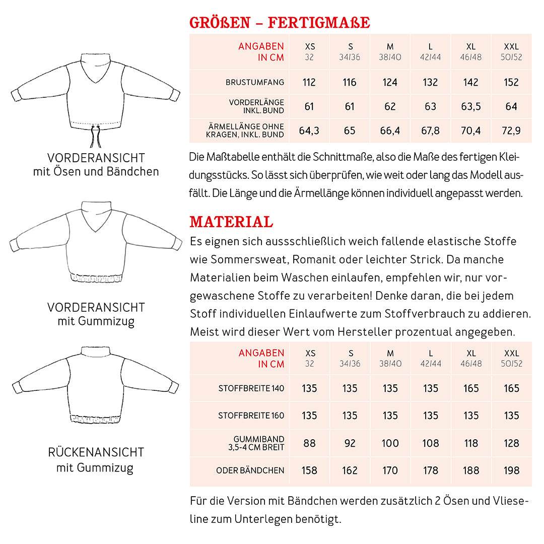 Pullover FRAU VERA | Schnittmuster Gr. XS-XXL : - Sewando
