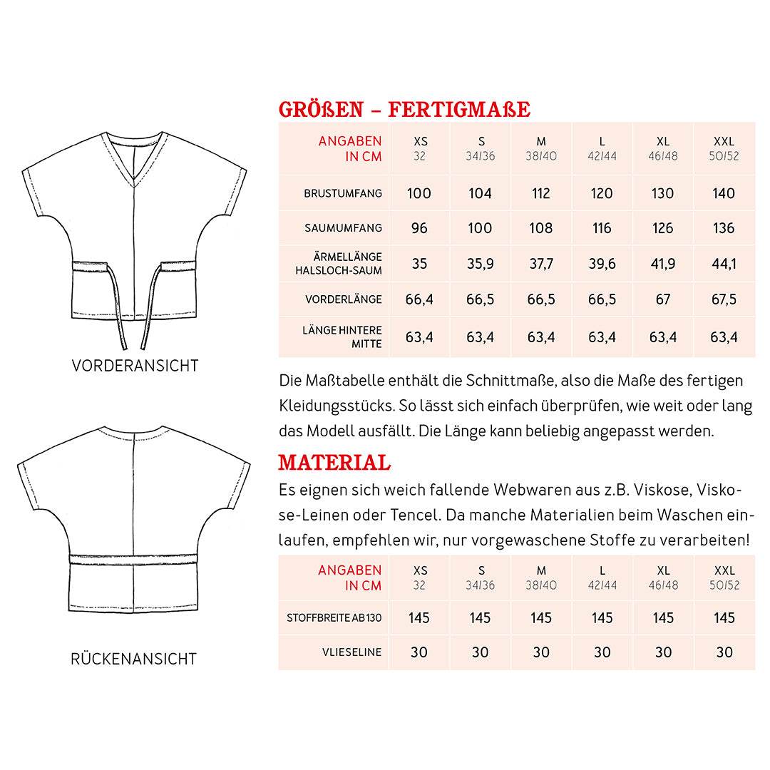 Bluse FRAU YUUKA | Schnittmuster Gr. XS-XXL : - Sewando