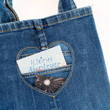 Tasche nähen aus Jeans, Schnittmuster incl. Herz & Stern Negativ-Applikation als extra Doppeltasche (Außen)