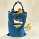 Tasche nähen aus Jeans, Schnittmuster incl. Herz & Stern Negativ-Applikation als extra Doppeltasche (Außen)