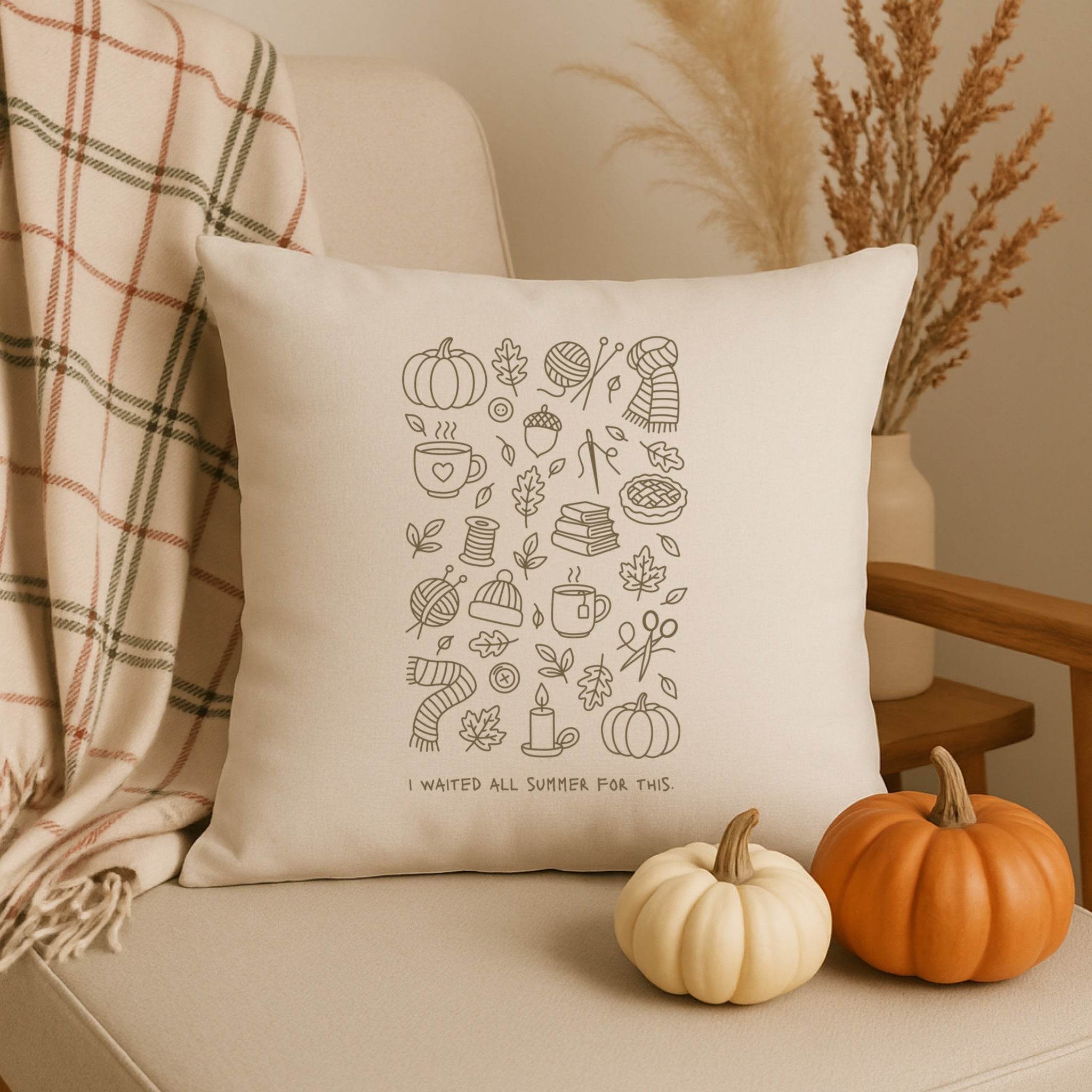Digitale Plotterdatei – „I waited all summer for this“ | Cozy Herbst Line Art - Sewando