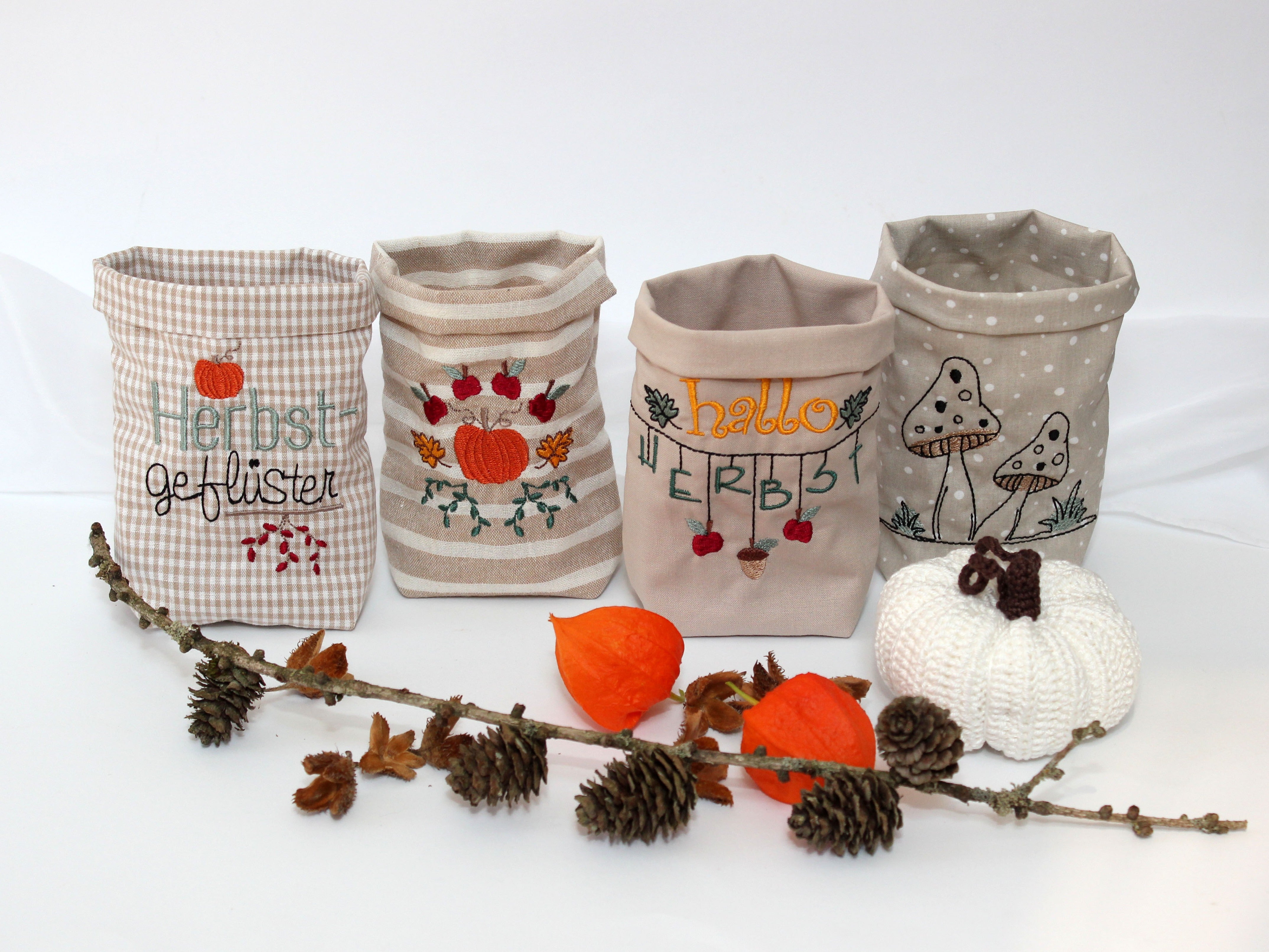 ITH Lichterbeutel Herbst 8 Motive Kürbis Laub Blätter Kastanie - Sewando