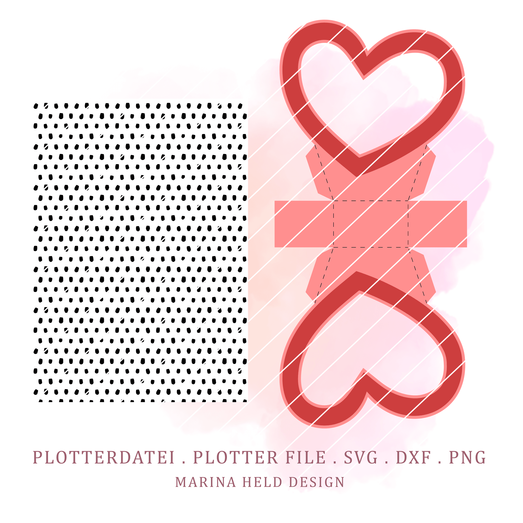 Plotterdatei 3D Herz Körbchen basteln mit Digipapier - Sewando