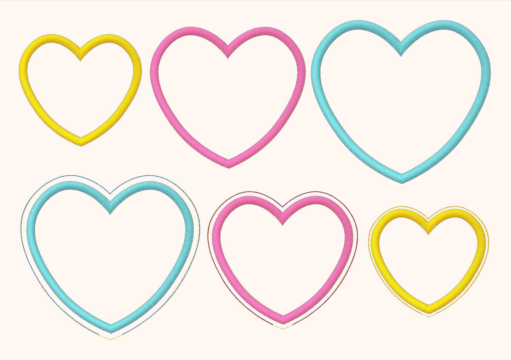 6x Stickdatei Deko Herz ITH mit Applikation - Sewando