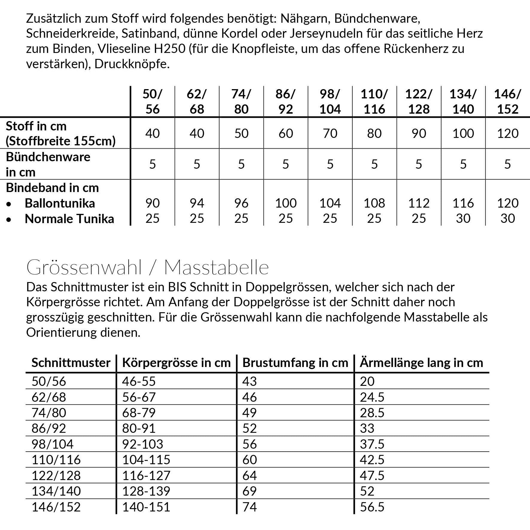 Steffi's Herztunika, Schnittmuster Grösse 50-152 - Sewando