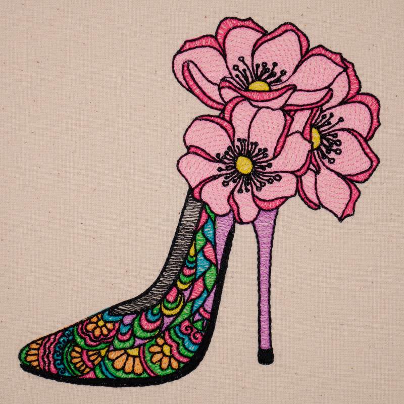 Stickdatei High Heel Mandala Style Curved Fill Vollstick mit Blumen - Sewando