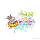 Druckmotiv Nilpferd "Realität" Sublimation, Bügelbild