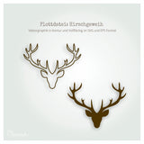 Plotterdatei Hirschgeweih im SVG und EPS Format einmal in Kontur und einmal als Vollbild