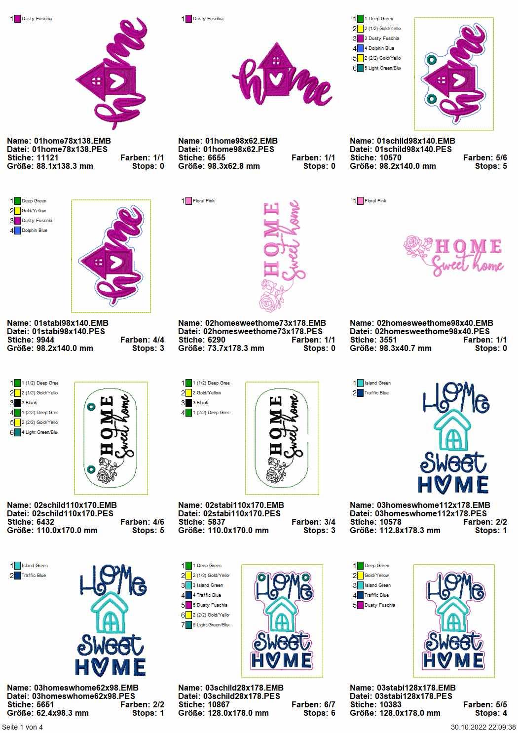 Stickdatei Set Home Deko Schriftzüge und Stabdeko - Sewando