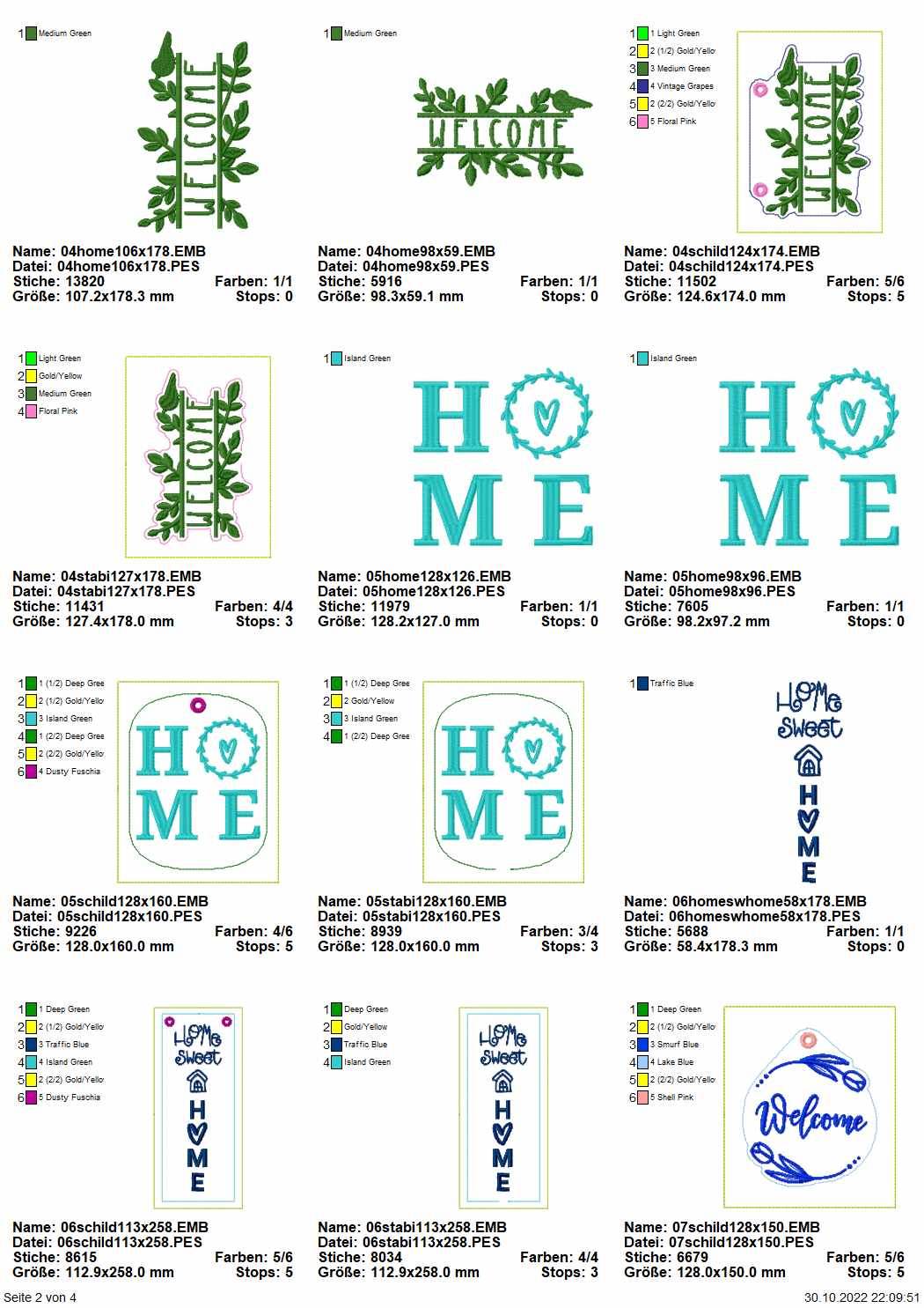Stickdatei Set Home Deko Schriftzüge und Stabdeko - Sewando