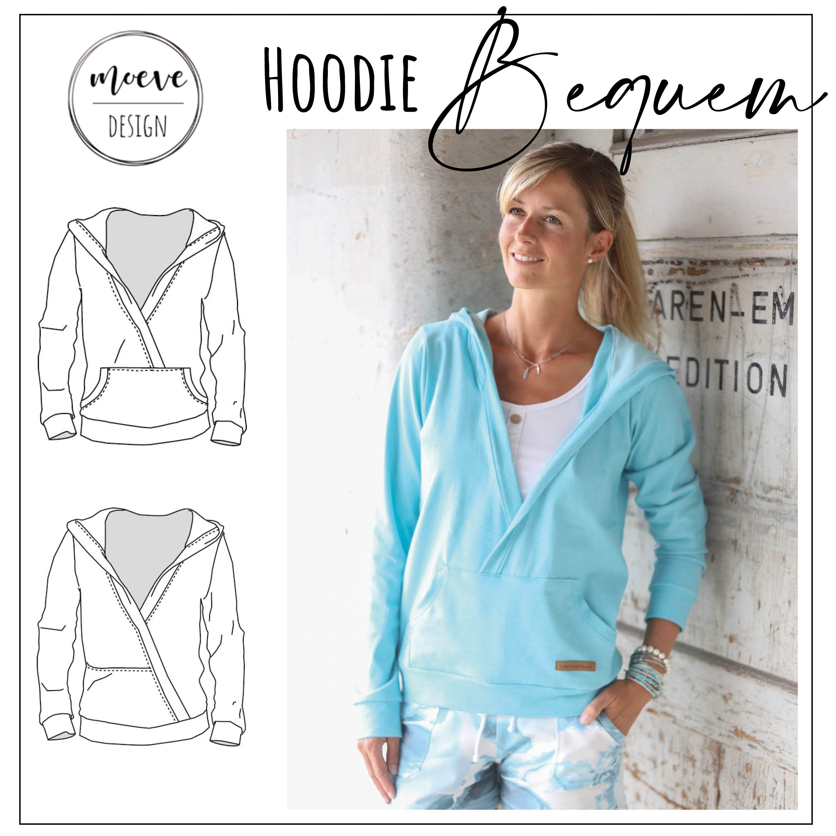 Schnittmuster Hoodie Bequem Gr. 32 - 52 - Sewando