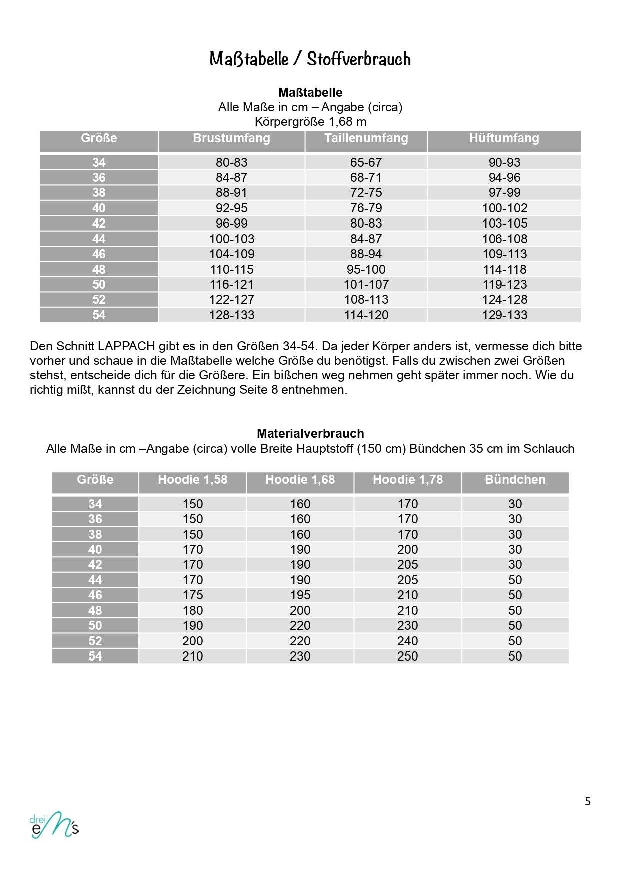 Schnittmuster Hoodie LAPPACH Gr. 34-54 - Sewando