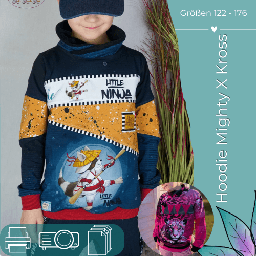 Schnittmuster Hoodie Mighty X Kross Gr.122 - 176 - Sewando