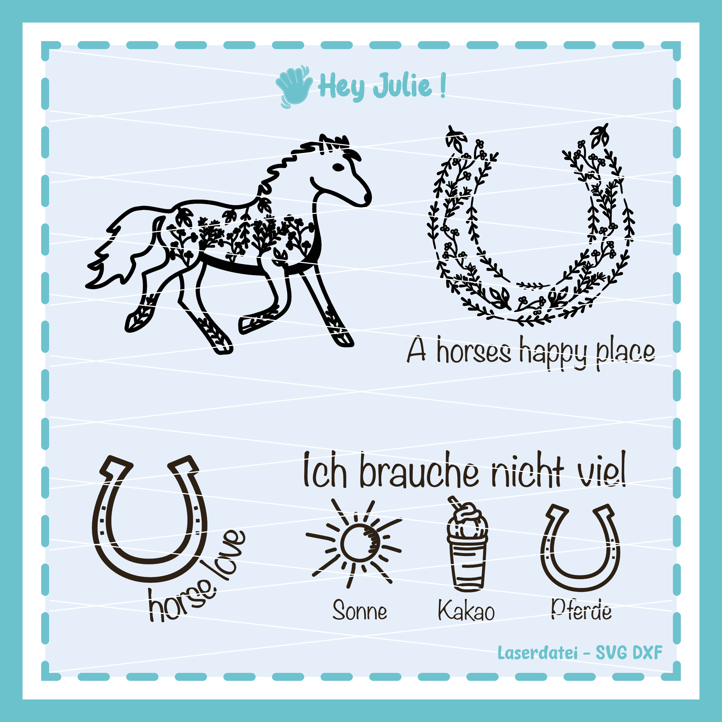 Plotterdatei Laserdatei Horse Love - Sewando