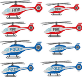 Stickdatei - kleiner Hubschrauber Feuerwehr Polizei FIRE Police