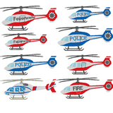 Stickdatei - kleiner Hubschrauber Feuerwehr Polizei FIRE Police