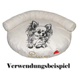 Stickdatei Chihuahua langhaar "Betty" - realistisch - FÜR HELLE STOFFE