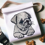 Stickdatei Applikation Mops Welpe  "Daisy"  - realistisch - FÜR HELLE & DUNKLE STOFFE