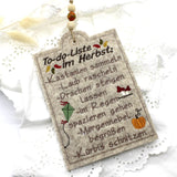 Stickdatei ITH Schild Herbst Todo Liste Laub Kürbis - Sewando