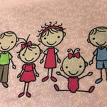 Stickdatei Strichmännchen Familie 1 mit Hund Set 196 - Sewando