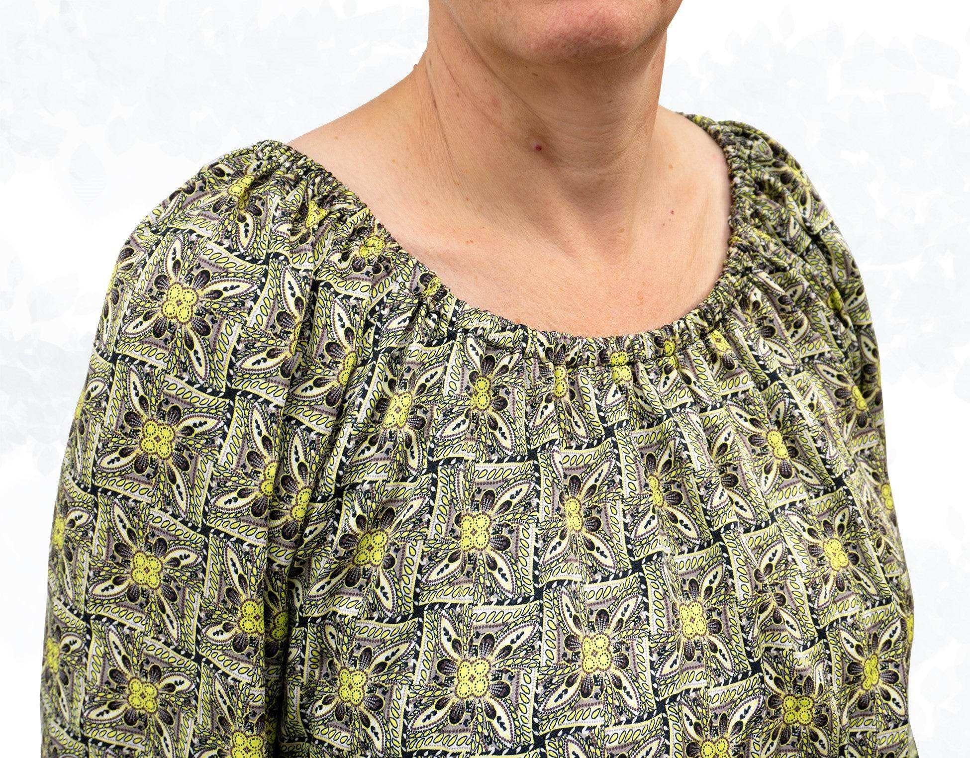 Schnittmuster Ida – Carmenbluse mit Gummizug und Volantärmeln Gr.34-50/ BU 80-116 - Sewando