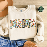 Bügelbild Mama – Blumen & Retro-Karomuster PNG für Muttertag - Sewando